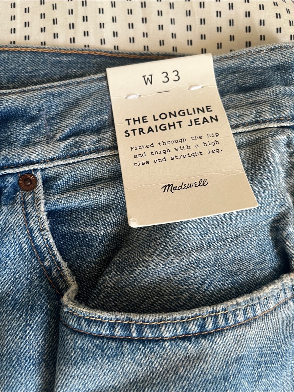 Madewell Longline Straight Jeans, 33R, NWT - Picture 2 of 10
